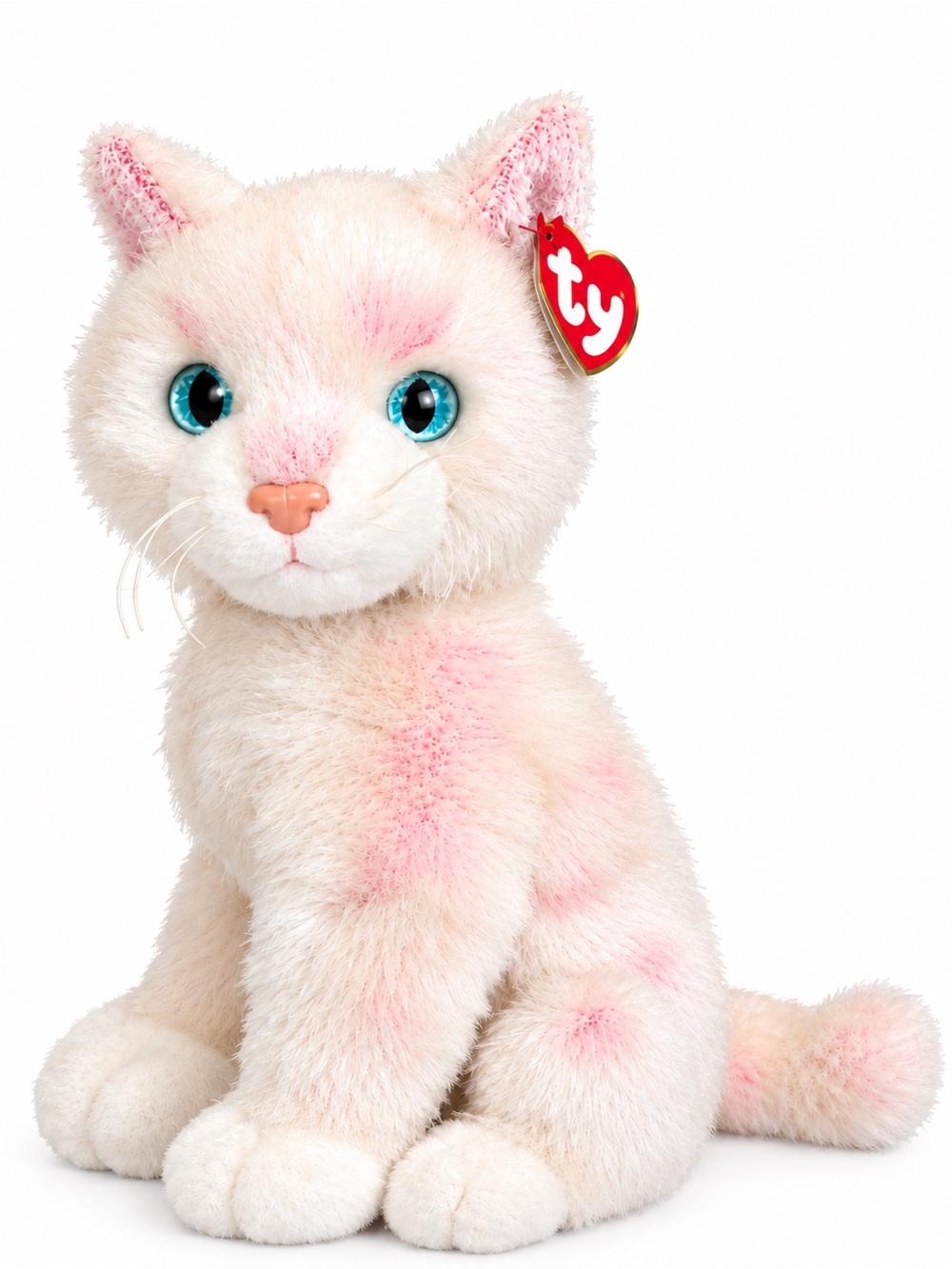 Vintage Ty Classics Plush Cream & Pink Cat with Blue Eyes “Blossom” 2000